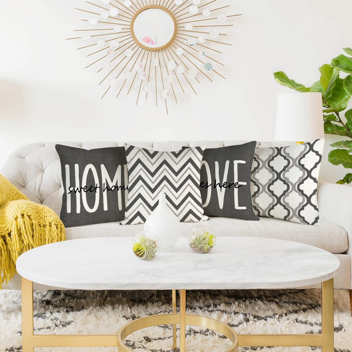 Farmhouse Pillow Covers 18x18 Set of 4 Throw Pillow Covers Rustic Linen Decorative Pillows Square