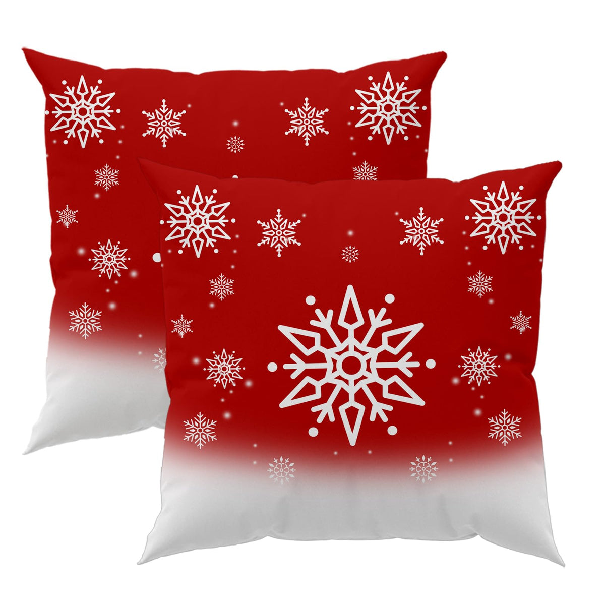 Christmas Throw Pillow Covers 18x18 Inch Set of 2, Red Snowflake
