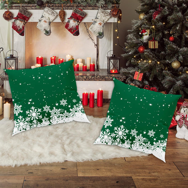 Christmas Decorations Throw Pillow Covers 18x18 Inch Set of 2, Green