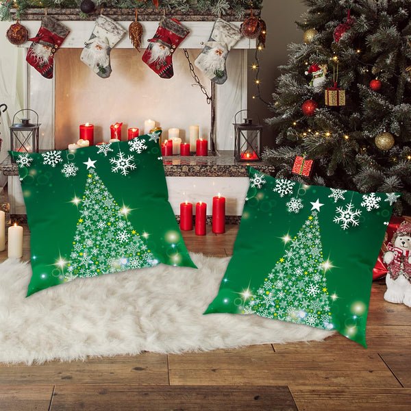 Christmas Decorations Throw Pillow Covers 18x18 Inch Set of 2, Green