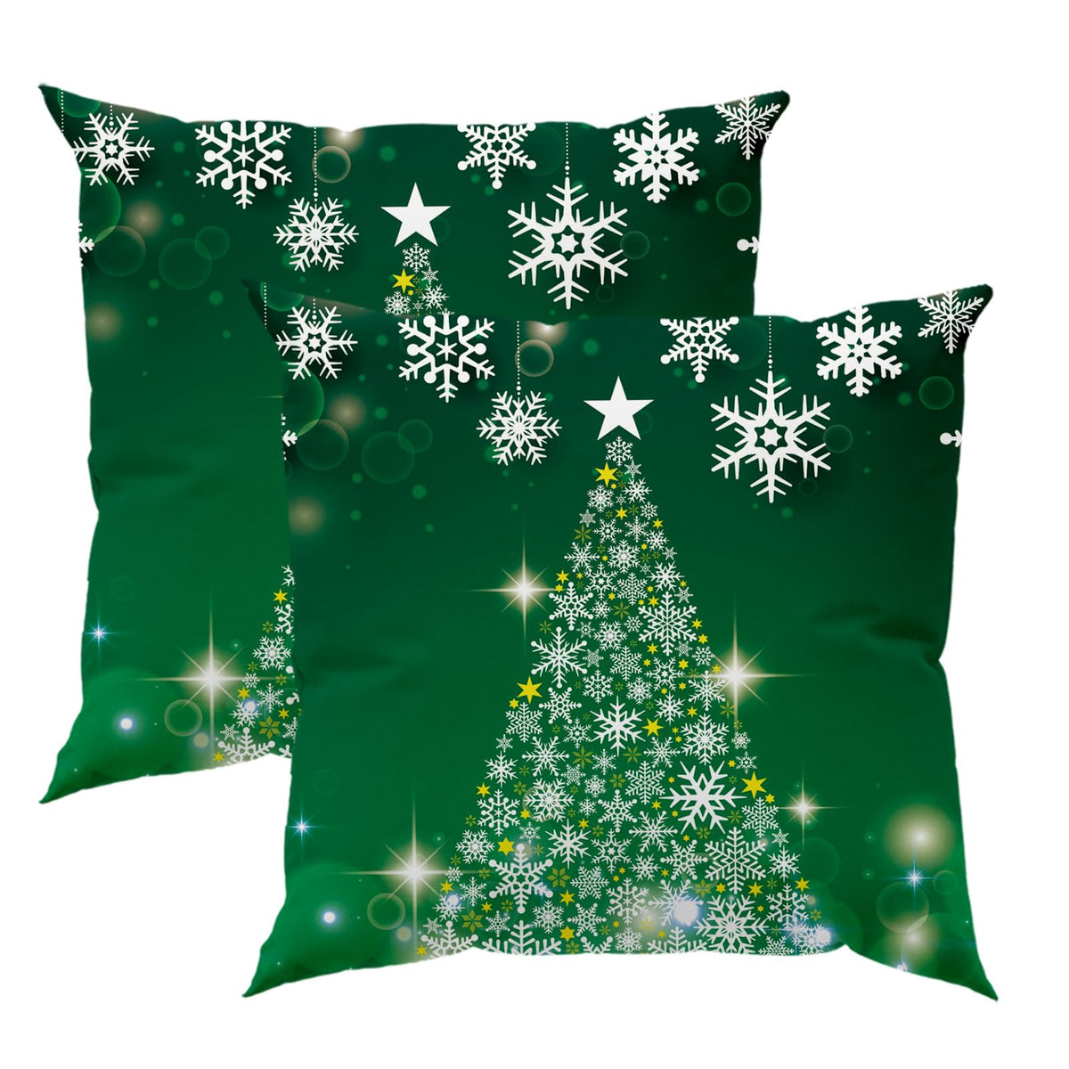 Christmas Decorations Throw Pillow Covers 18x18 Inch Set of 2, Green