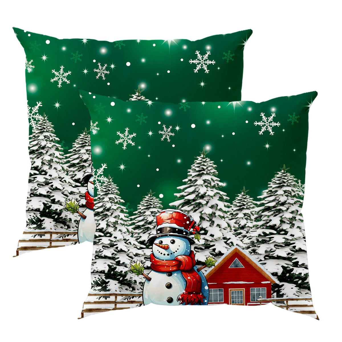 Christmas Decorations Throw Pillow Covers 18x18 Inch Set of 2, Green