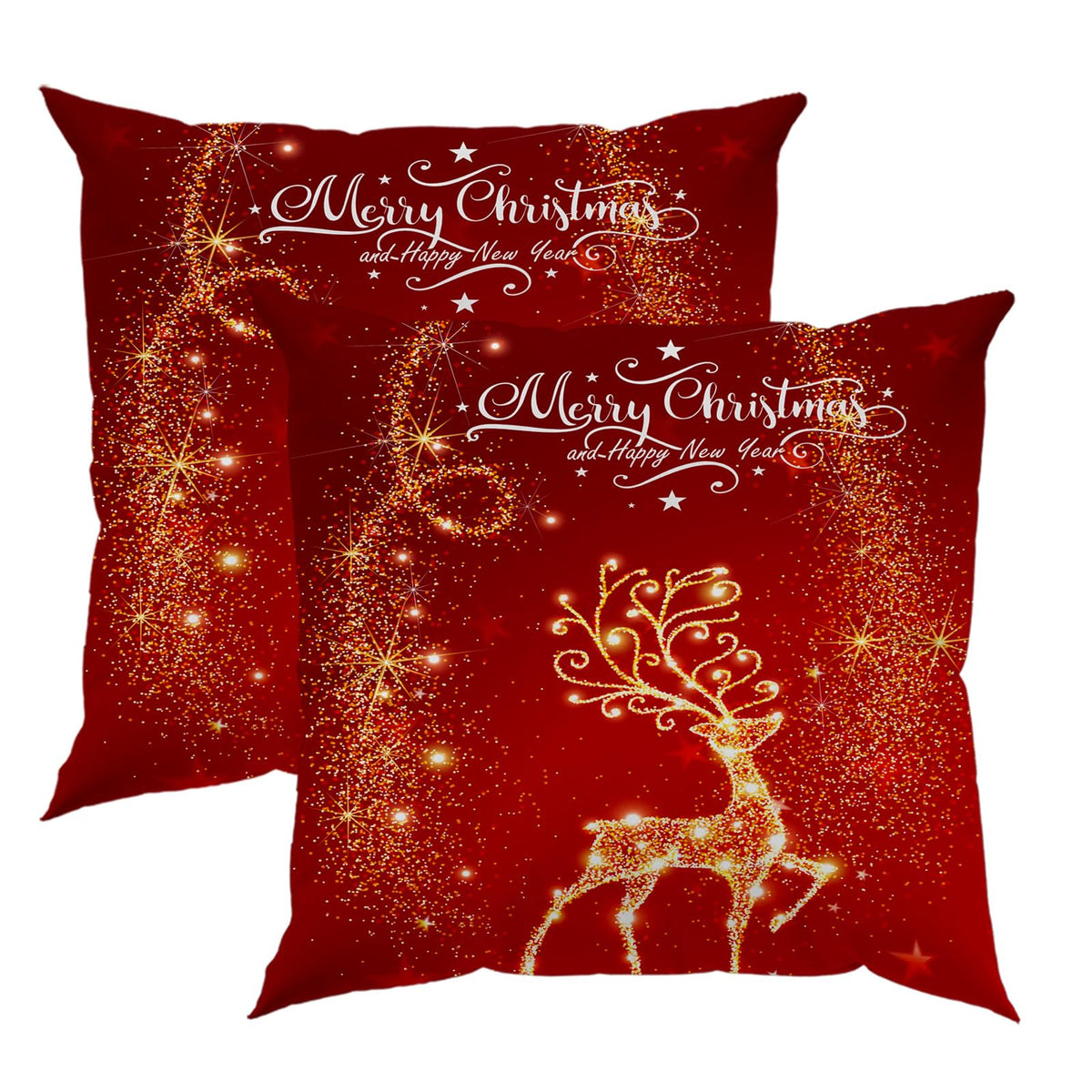 Christmas Decorations Throw Pillow Covers 18x18 Inch Set of 2, Red