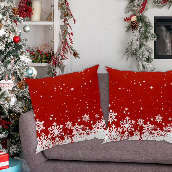 Christmas Decorations Throw Pillow Covers 18x18 Inch Set of 2, Red Xmas