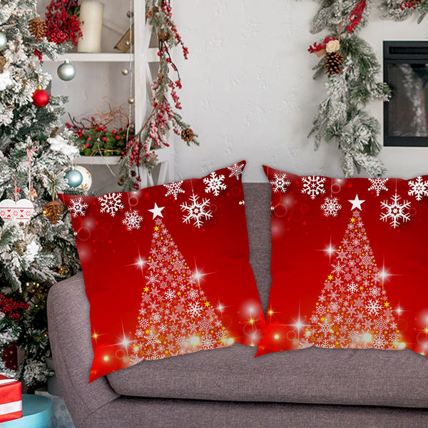 Christmas Decorations Throw Pillow Covers 18x18 Inch Set of 2, Red Xmas