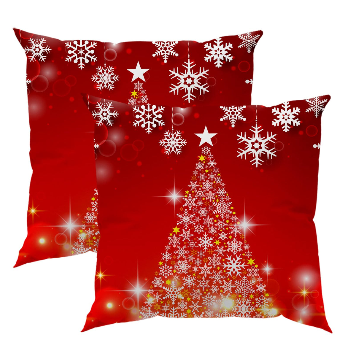 Christmas Decorations Throw Pillow Covers 18x18 Inch Set of 2, Red Xmas