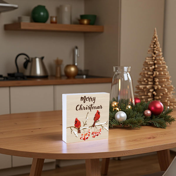Christmas Table Decorations Christmas Decor Indoor Home Room Cardinals Office Bathroom Wood Box Sign