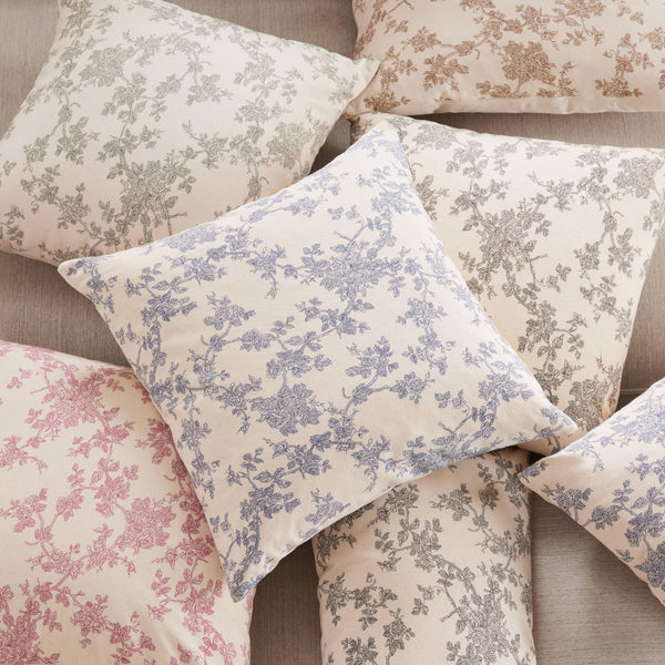 French Pastoral Throw Pillow Covers Set of 2, 18x18 Inch Blue Farmhouse Decorative