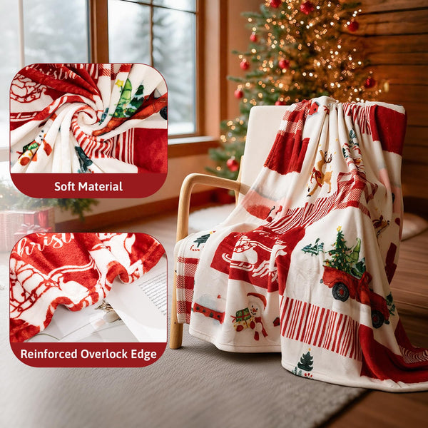 Red Snowflake Blanket Christmas Throw Blanket Winter Holiday Bed Blanket Super Soft Flannel Fleece Blanket (Copy)