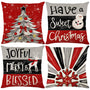 Christmas Throw Pillow Covers 18" x 18", Set of 4 Christmas Home Decor