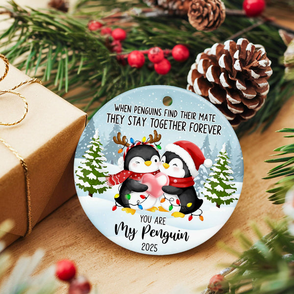 Penguin Couple Ornament 2025 - Our First Christmas Ornament for Couples - Cute Penguin Christmas Ornaments