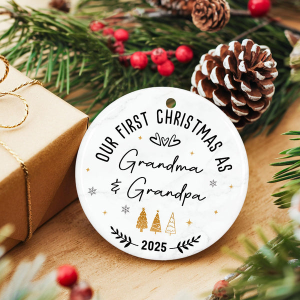First Christmas as Grandparents Ornament 2025 - New Grandma and Grandpa Ornaments - Baby Announcement