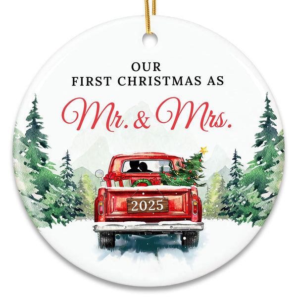 First Christmas Married Ornament 2025 - Wedding Gifts for Couples 2025 - Mr and Mrs Gifts