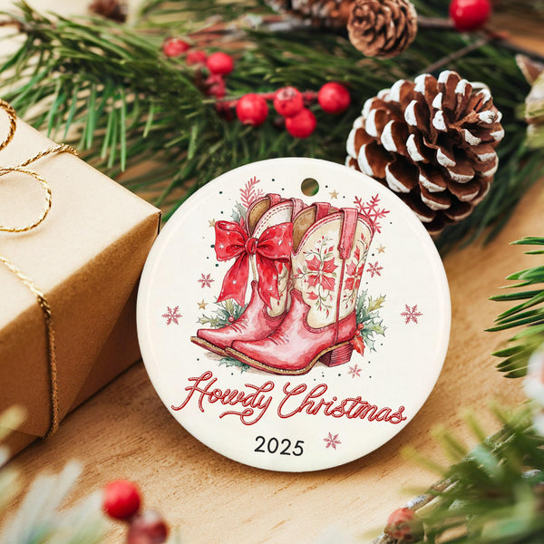 Cowgirl Boot Ornament - Cowgirl Ornaments for Christmas Tree, Cowboy Christmas Ornaments for Women