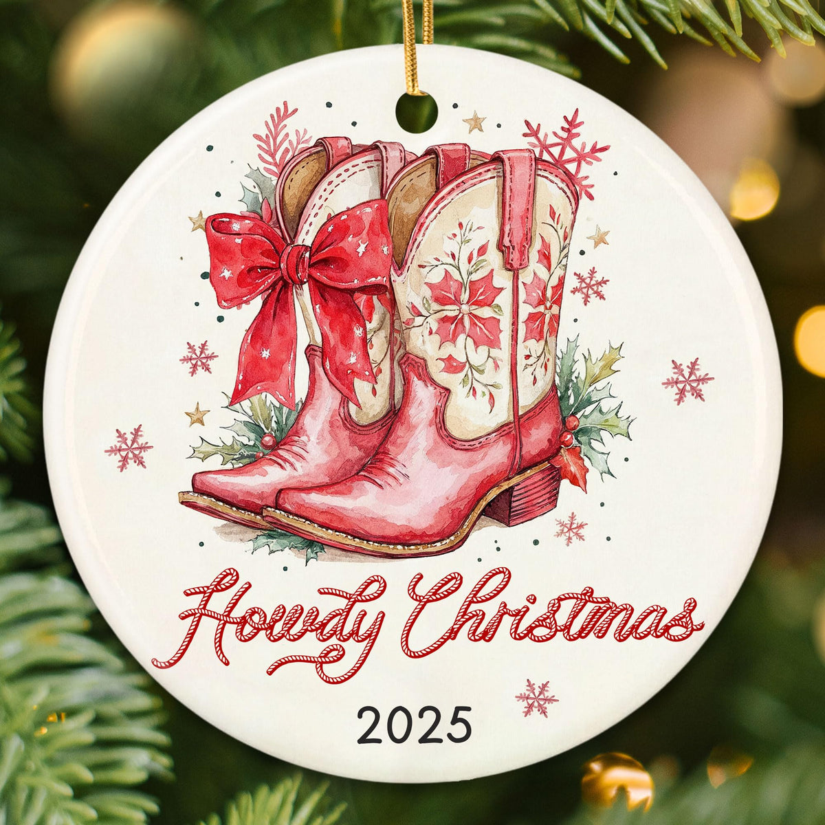 Cowgirl Boot Ornament - Cowgirl Ornaments for Christmas Tree, Cowboy Christmas Ornaments for Women