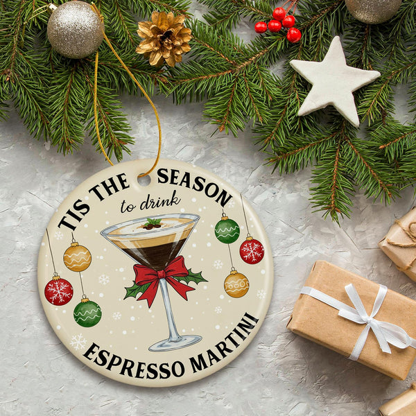 Espresso Martini Ornament - Cocktail Ornaments for Christmas Tree, Espresso Martini Gifts for Women, Men, Cocktail Enthusiasts and Lovers