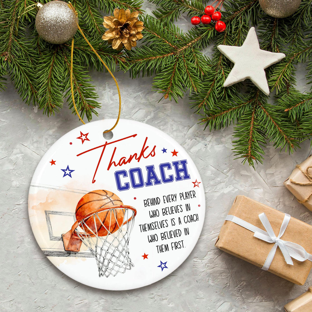 Basketball Coach Ornament 2025 - Coaches Christmas Ornaments for Men and Women