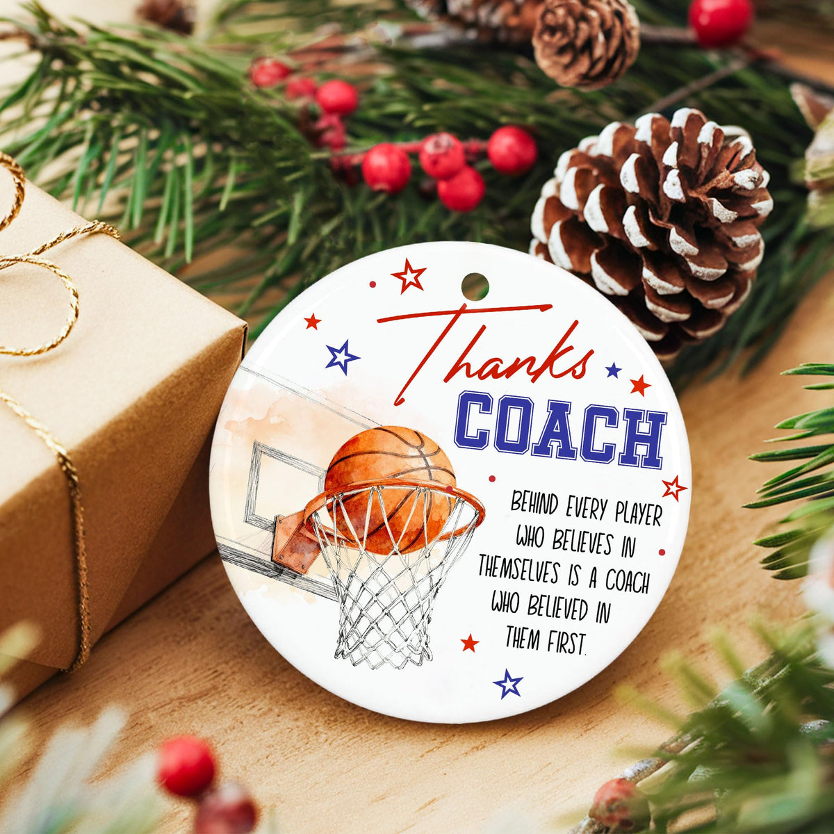Basketball Coach Ornament 2025 - Coaches Christmas Ornaments for Men and Women