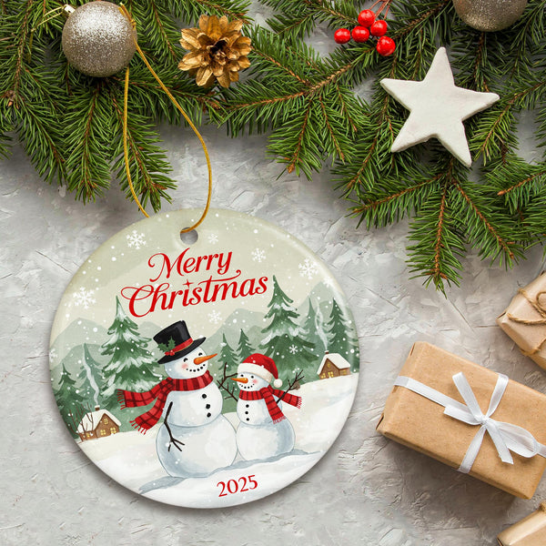 Snowman Christmas Ornament 2025 - Merry Christmas Dated 2025 Ornaments for Tree, Beautiful Snowman Gifts for Family