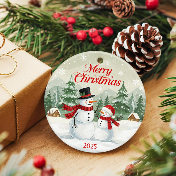 Snowman Christmas Ornament 2025 - Merry Christmas Dated 2025 Ornaments for Tree, Beautiful Snowman Gifts for Family