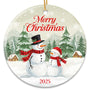 Snowman Christmas Ornament 2025 - Merry Christmas Dated 2025 Ornaments for Tree, Beautiful Snowman Gifts for Family
