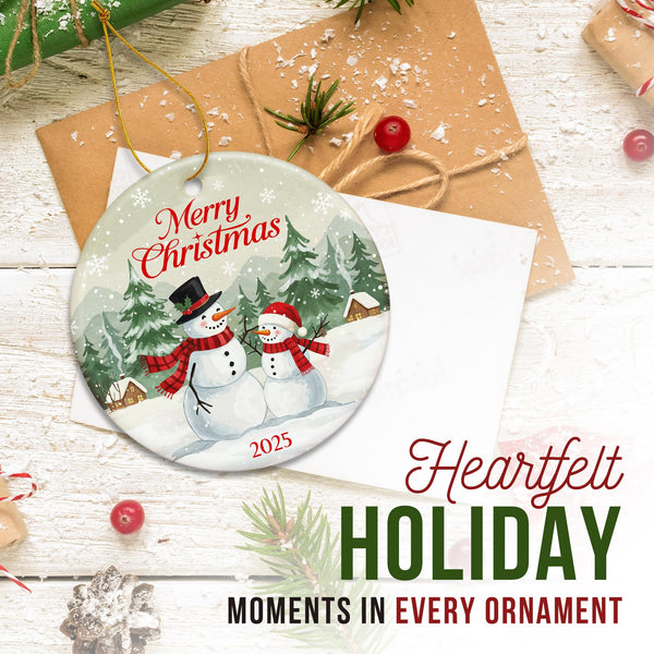 Snowman Christmas Ornament 2025 - Merry Christmas Dated 2025 Ornaments for Tree, Beautiful Snowman Gifts for Family