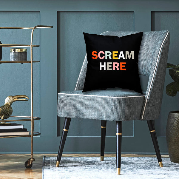 Scream Here Funny Weird Decor Throw Pillow Covers 18x18