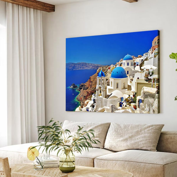 Santorini Greek Islands Poster Printing Canvas Painting Wall Art Modern Office Room Decoration 08x12inch