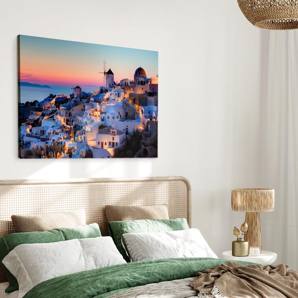 Santorini Island Wall Art Greece Nature Landscape Poster Printing Canvas Painting Wall Art Modern Home Aesthetic Decoration 08x12inch