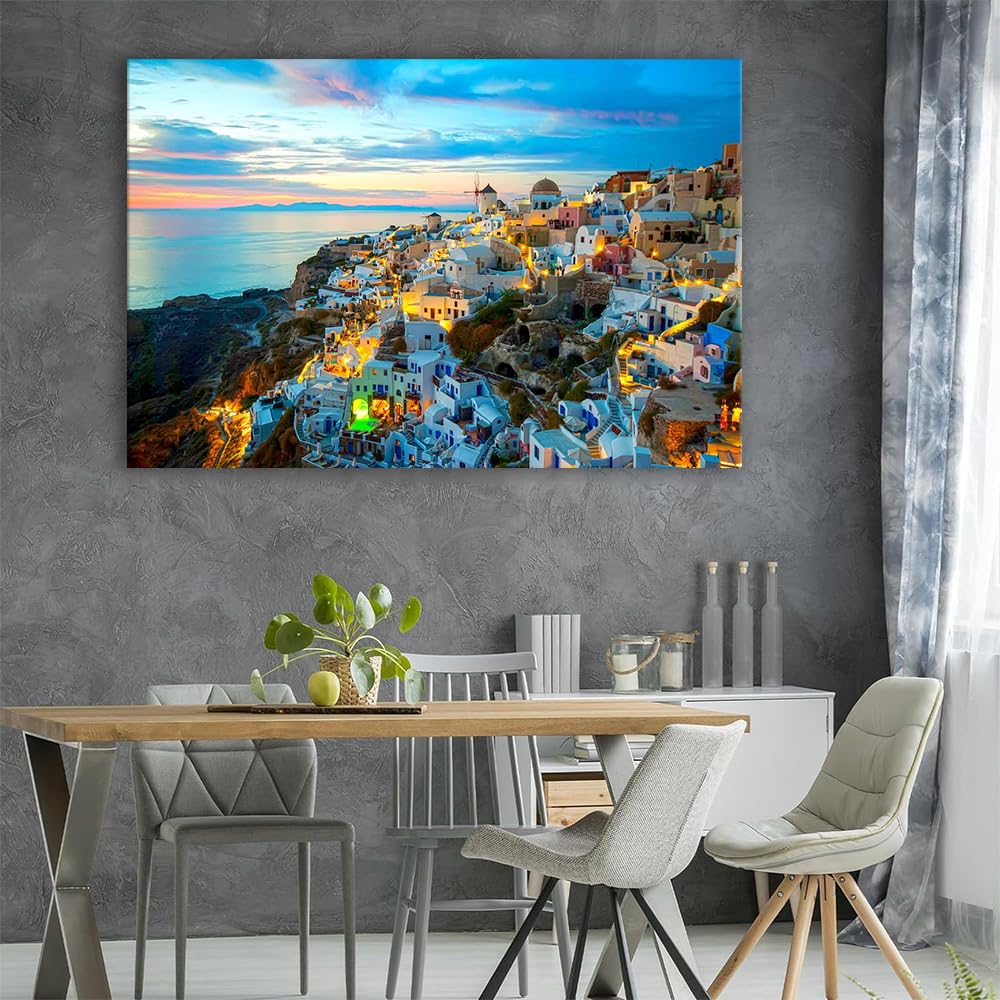 Santorini Greek City Landscape Poster Printing Canvas Painting Wall Art Aesthetic Decoration 08x12inch(20x30cm)