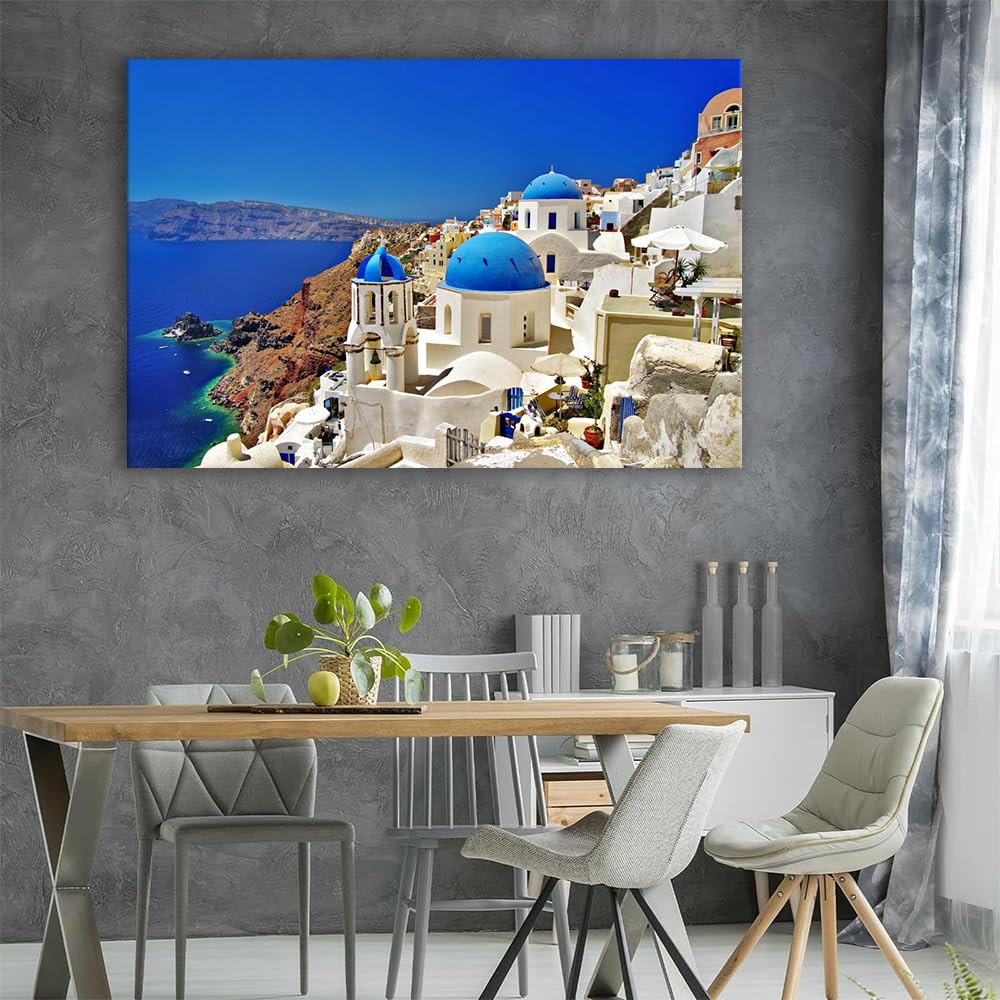 Santorini Greek Islands Poster Printing Canvas Painting Wall Art Modern Office Room Decoration 08x12inch