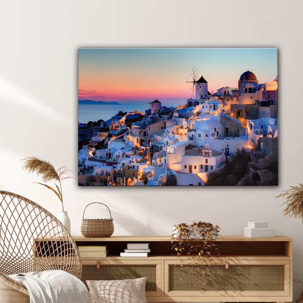 Santorini Island Wall Art Greece Nature Landscape Poster Printing Canvas Painting Wall Art Modern Home Aesthetic Decoration 08x12inch