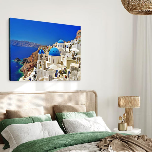 Santorini Greek Islands Poster Printing Canvas Painting Wall Art Modern Office Room Decoration 08x12inch
