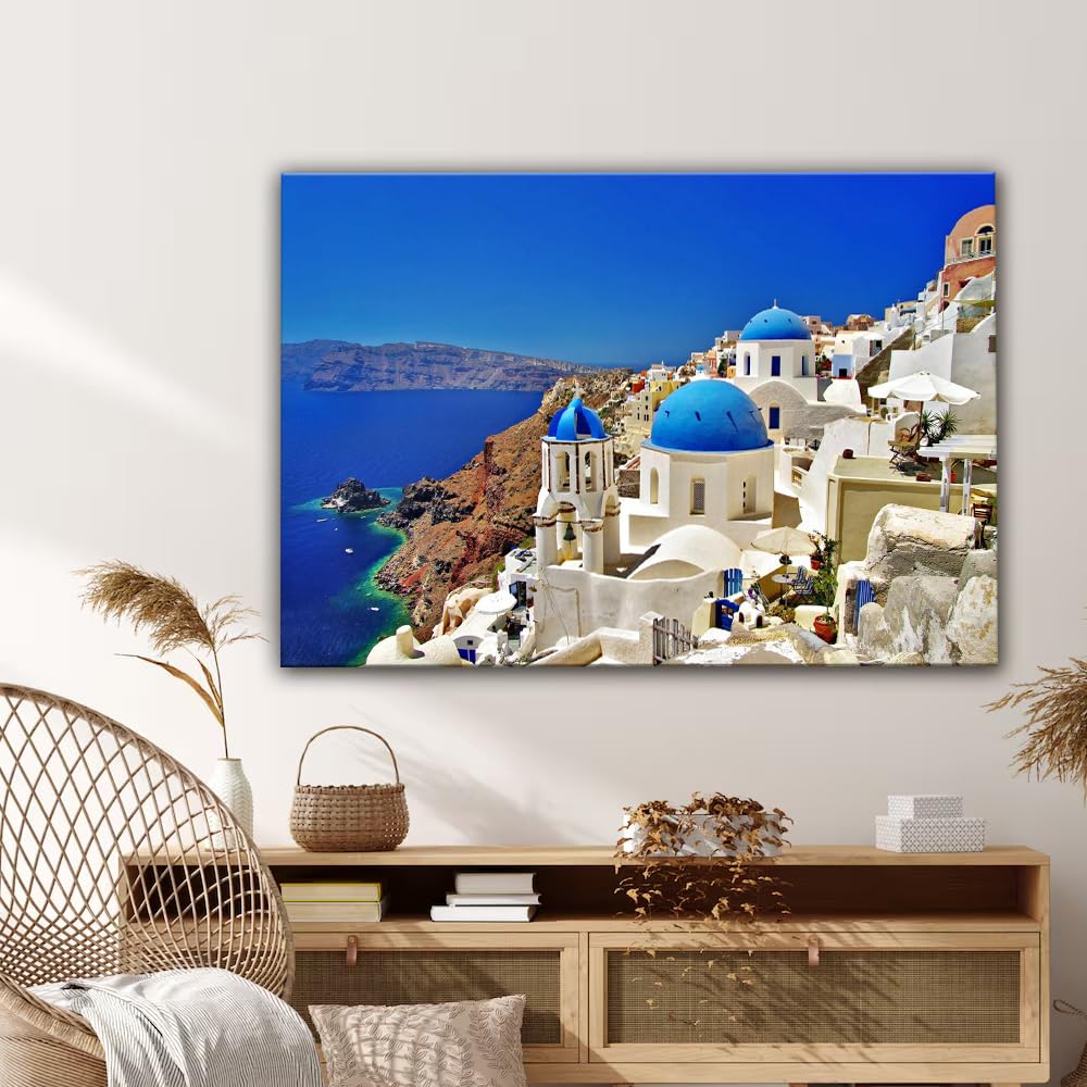 Santorini Greek Islands Poster Printing Canvas Painting Wall Art Modern Office Room Decoration 08x12inch