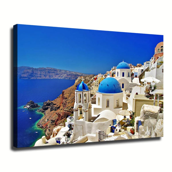 Santorini Greek Islands Poster Printing Canvas Painting Wall Art Modern Office Room Decoration 08x12inch