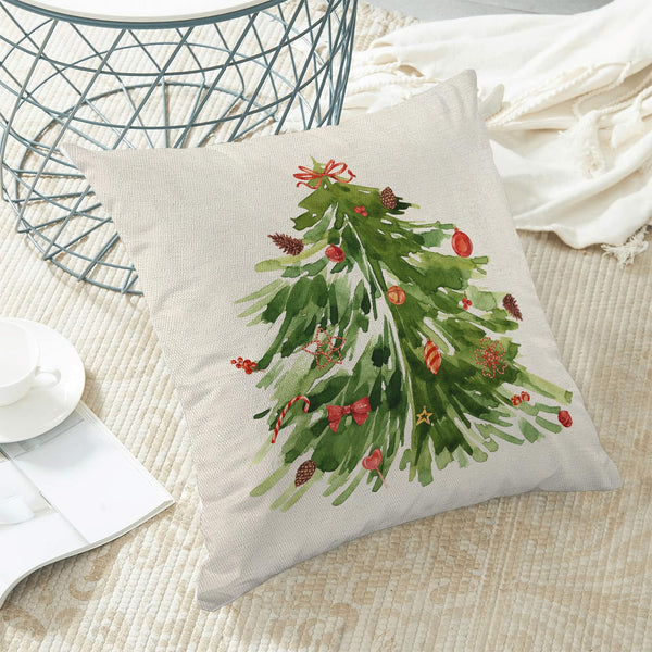 Watercolor Green Tree Pillow Covers 18x18 Inch Set of 2,Nature Forest Decorative