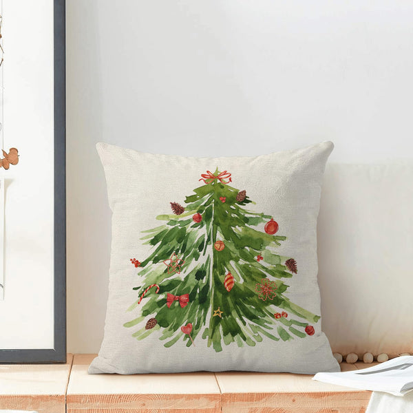 Watercolor Green Tree Pillow Covers 18x18 Inch Set of 2,Nature Forest Decorative