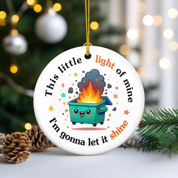 Christmas Funny Work Gifts for Coworkers - Ceramic Dumpster Fire Christmas Ornaments 2025