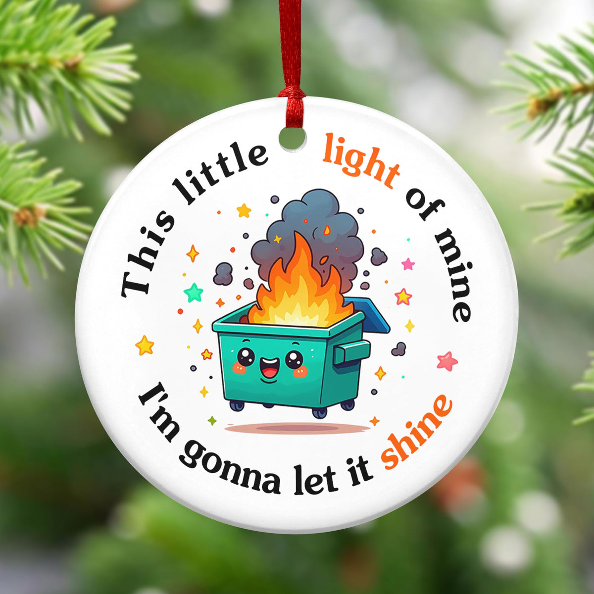 Christmas Funny Work Gifts for Coworkers - Ceramic Dumpster Fire Christmas Ornaments 2025