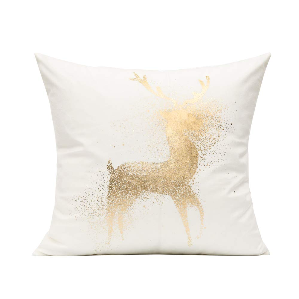 White Gold Christmas Decorations Throw Pillow Covers 18X18 Set of 4