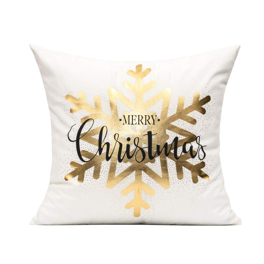 White Gold Christmas Decorations Throw Pillow Covers 18X18 Set of 4