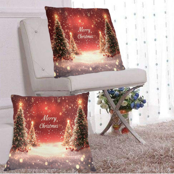 Pillow Covers Christmas Pine Tree Red Pattern Festive Decorative Throw Pillow Case