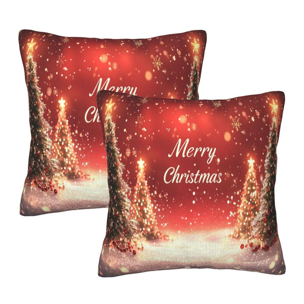 Pillow Covers Christmas Pine Tree Red Pattern Festive Decorative Throw Pillow Case