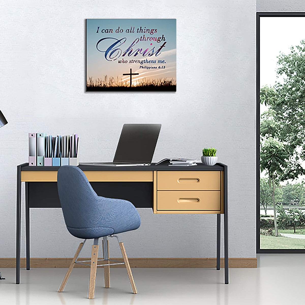 I can do all things Canvas Wall Art philippians 4:13 Wall Inspirational Quotes Framed Artwork for Living Room