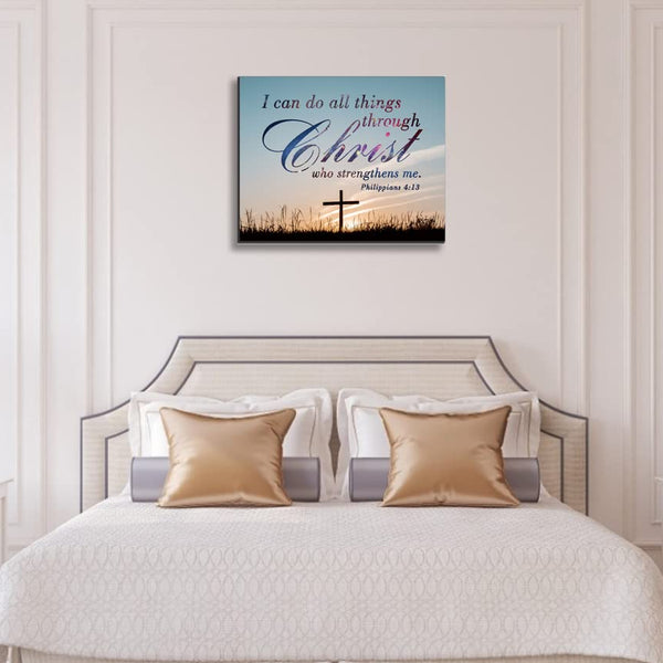 I can do all things Canvas Wall Art philippians 4:13 Wall Inspirational Quotes Framed Artwork for Living Room