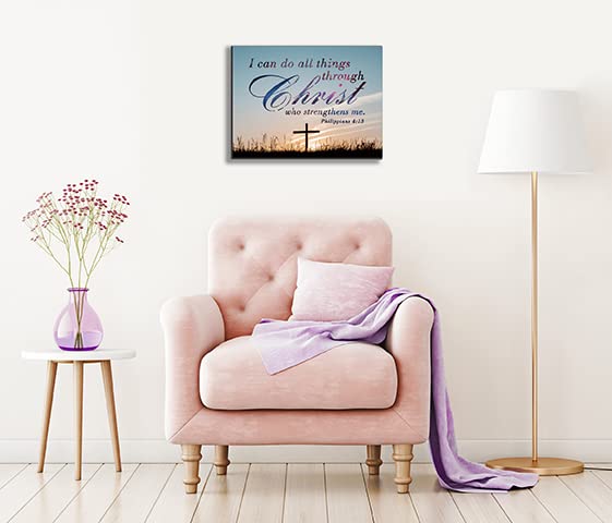 I can do all things Canvas Wall Art philippians 4:13 Wall Inspirational Quotes Framed Artwork for Living Room