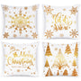 White and Gold Bronzing Christmas Throw Pillow Covers 18x18 Set of 4, 18 inch