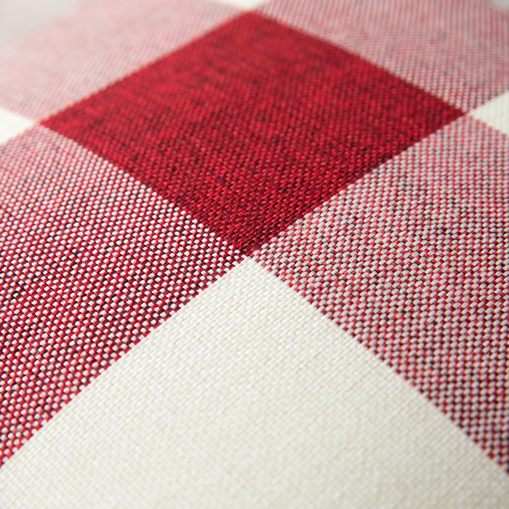 Pack of 2 Christmas Classic Farmhouse Buffalo Check Plaids Linen Soft Soild Decorative Square Porch Throw Pillow Covers