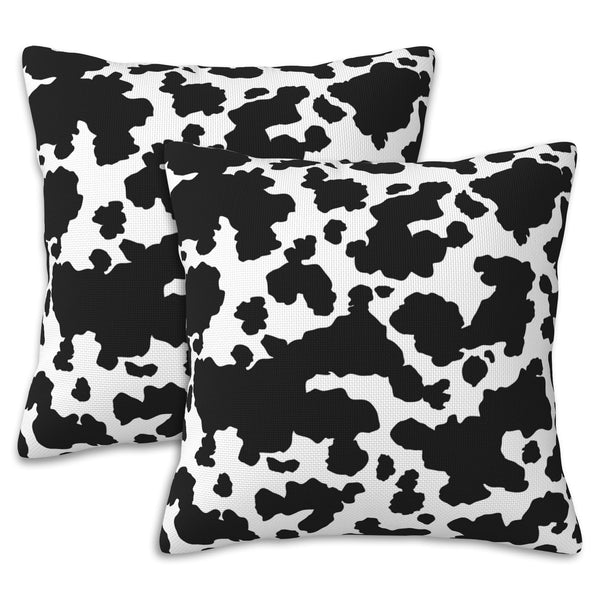 Cow Skin Throw Pillow Covers Set of 2 Black and White Spot Pillow Covers 18x18 Inch