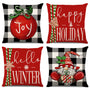 Merry Christmas Joy Xmas Trees Red Throw Pillow Covers, 18 x 18 Inch